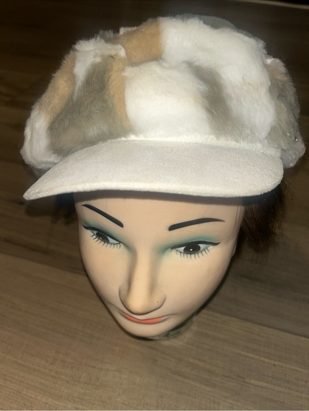 Angora Blend Plushie Newsboy Hat Hippie Groovy Retro Winter Fuzzy Earth Tones